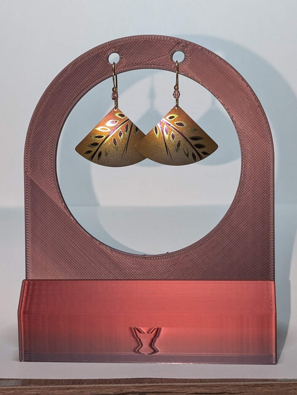 Vintage Holly Yashi Gold Leaf Pattern Fan Drop Earrings